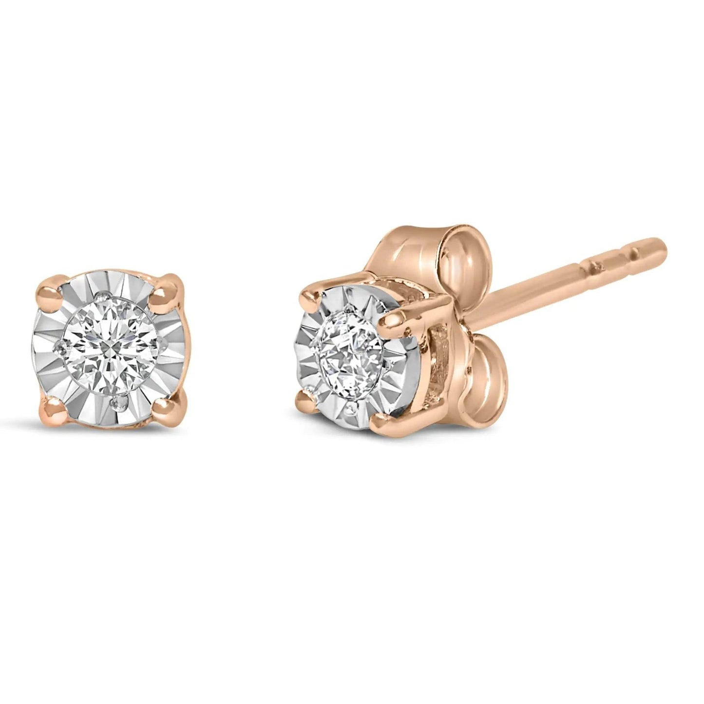 .925 Sterling Silver 1/10 Cttw Round Brilliant-Cut Lab Grown Diamond Miracle-Set Stud Earrings (F-G Color, VS1-VS2 Clarity) - EveryRetailNeed.Com