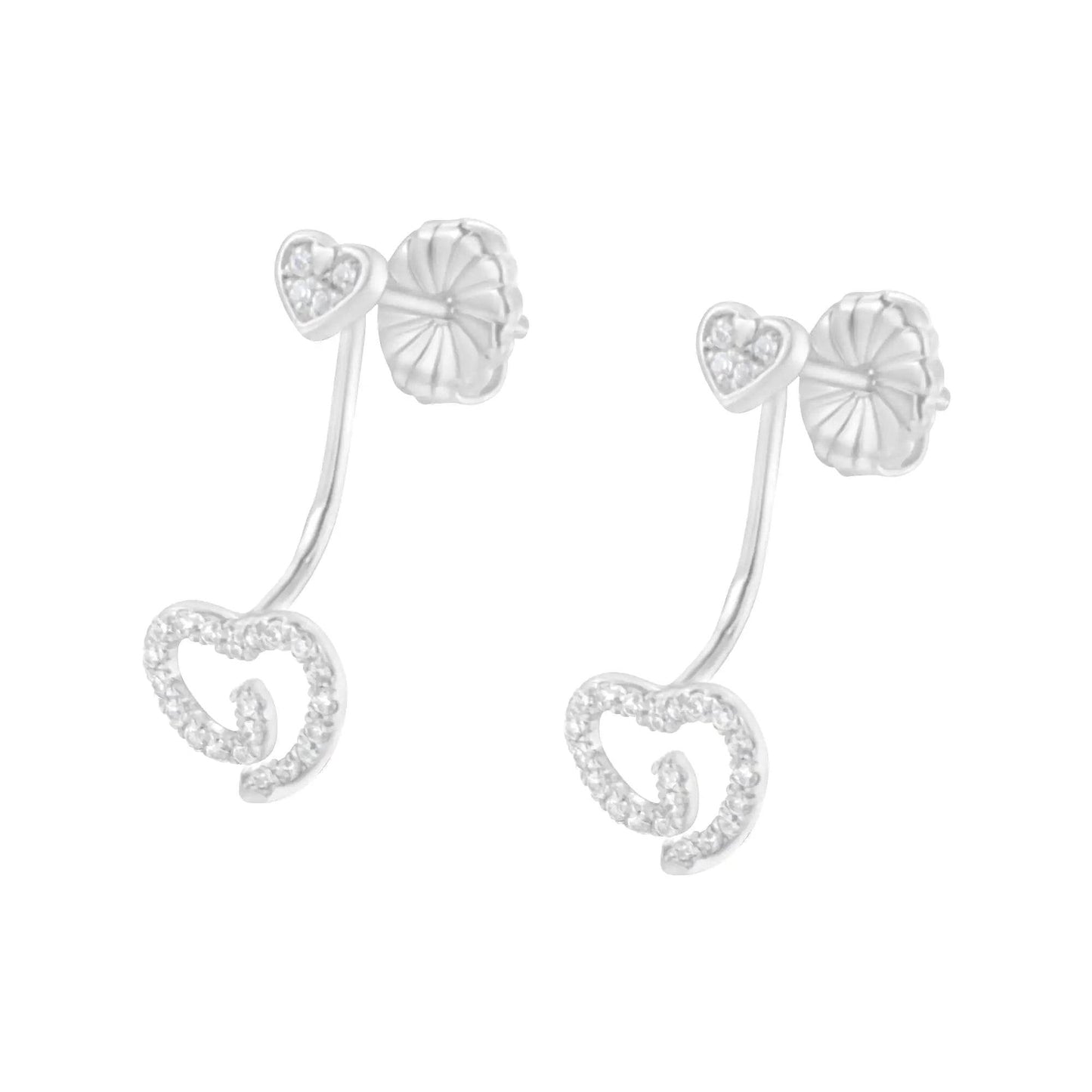 Sterling Silver Diamond Swirl Heart Earrings - EveryRetailNeed.Com