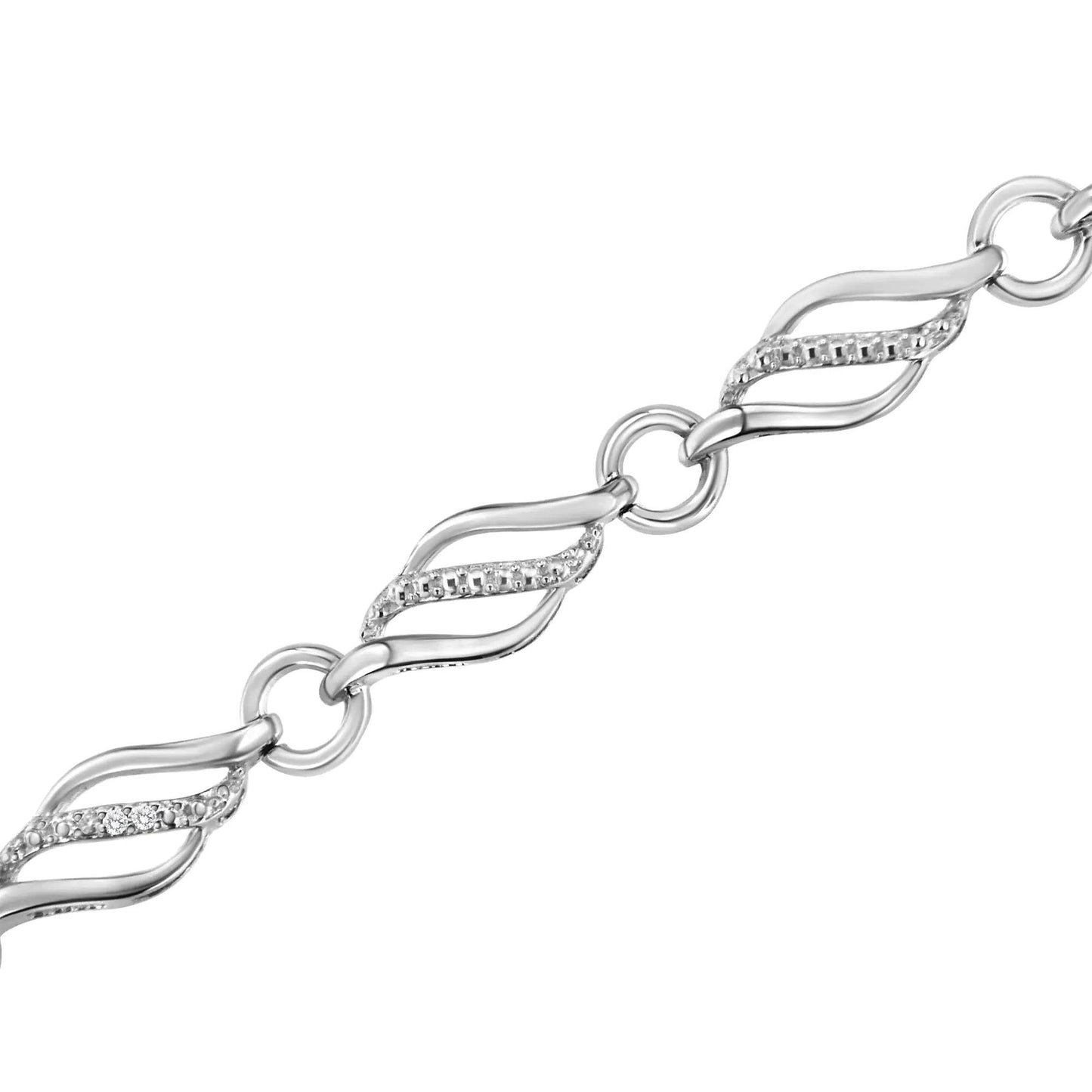 .925 Sterling Silver Diamond Accent Triple Weave Link Bracelet (I-J Color, I3 Clarity) - 7.25 Inch - EveryRetailNeed.Com
