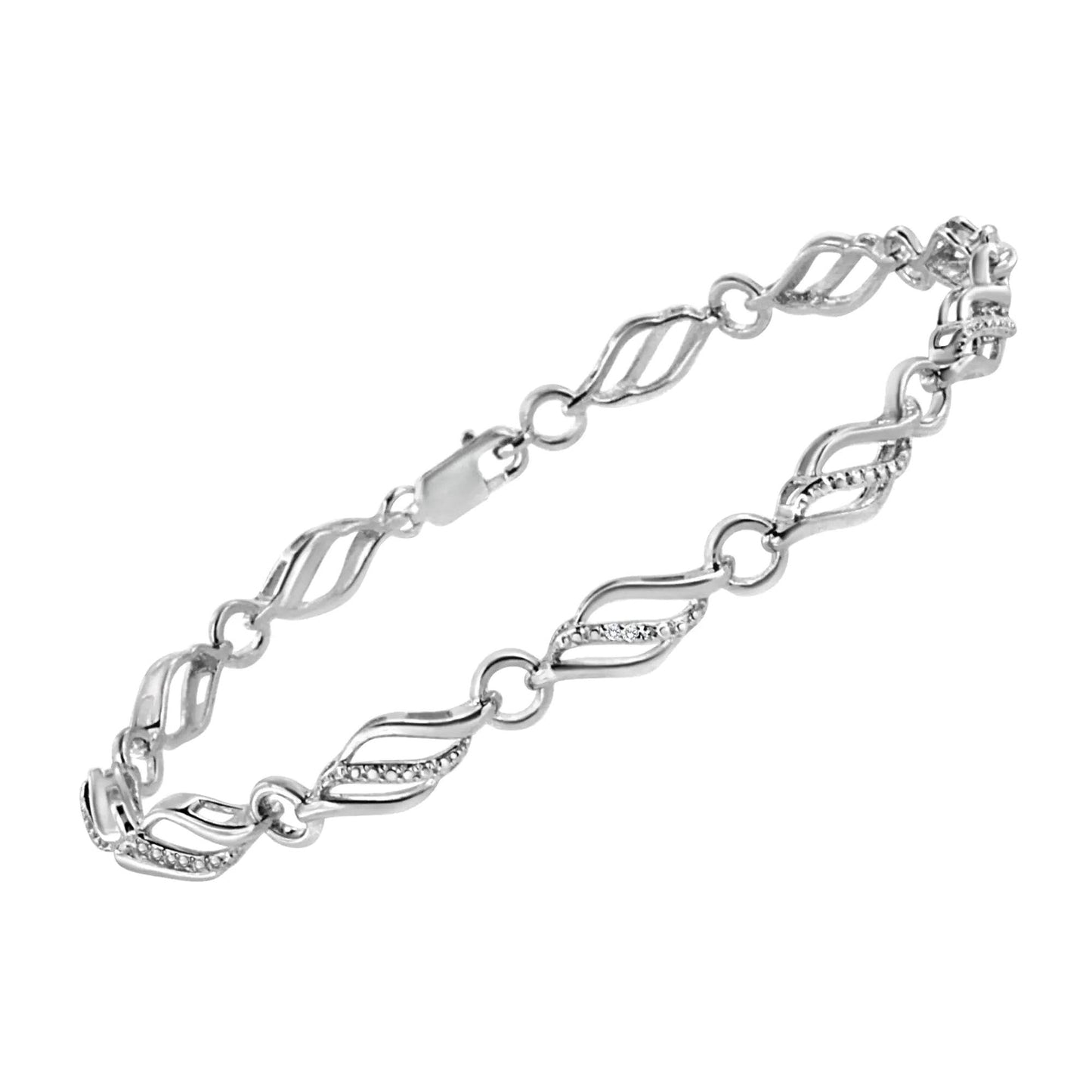 .925 Sterling Silver Diamond Accent Triple Weave Link Bracelet (I-J Color, I3 Clarity) - 7.25 Inch - EveryRetailNeed.Com