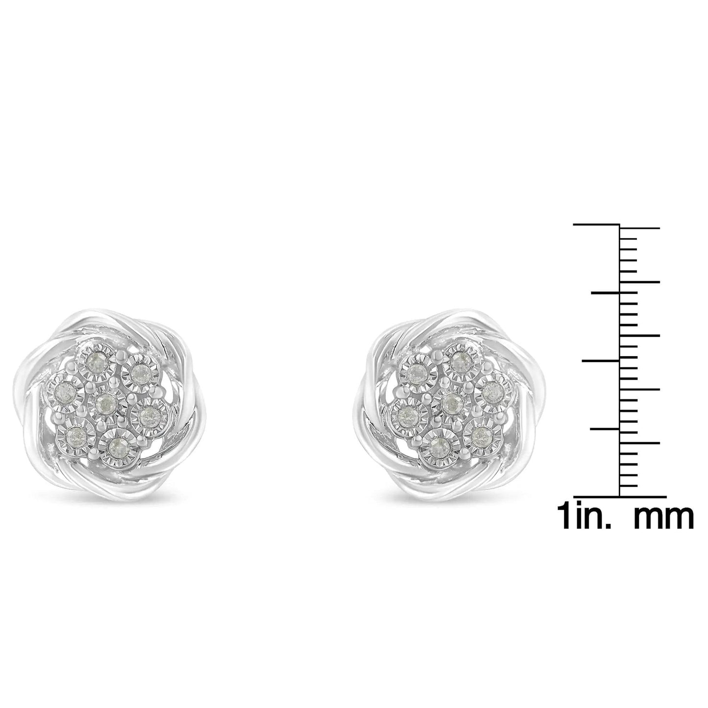 Sterling Silver Diamond Swirl Cluster Stud Earrings (1/6 cttw, I-J Color, I2-I3 Clarity) - EveryRetailNeed.Com