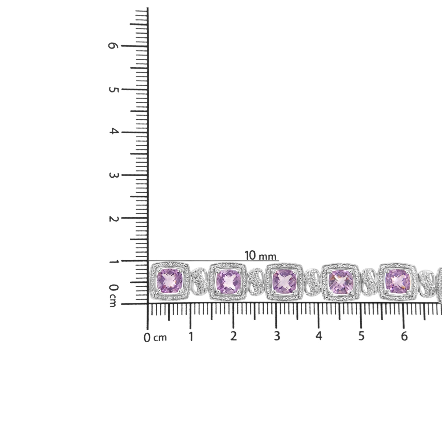 Sterling Silver Cushion Amethyst & Diamond Bracelet - EveryRetailNeed.Com