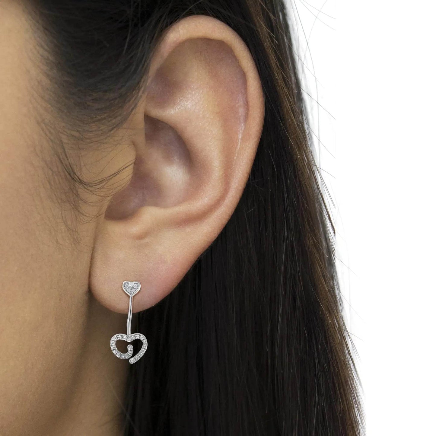 Sterling Silver Diamond Swirl Heart Earrings - EveryRetailNeed.Com