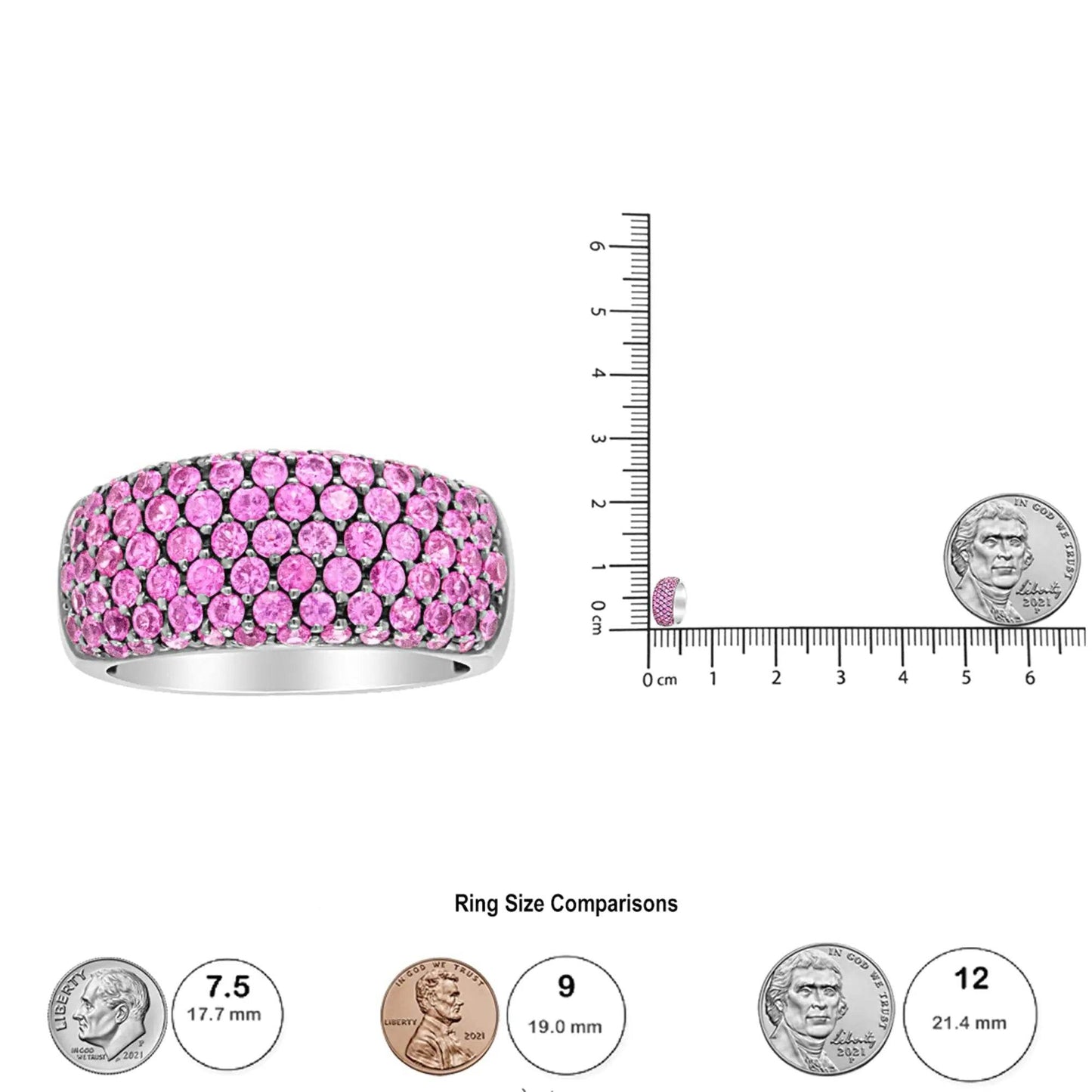 18K White Gold and Black Rhodium Multi Row Pink Sapphire Classic Band Ring - EveryRetailNeed.Com