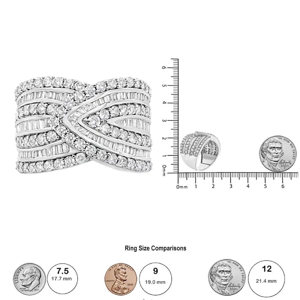 .925 Sterling Silver Diamond Overlay Band Ring - EveryRetailNeed.Com