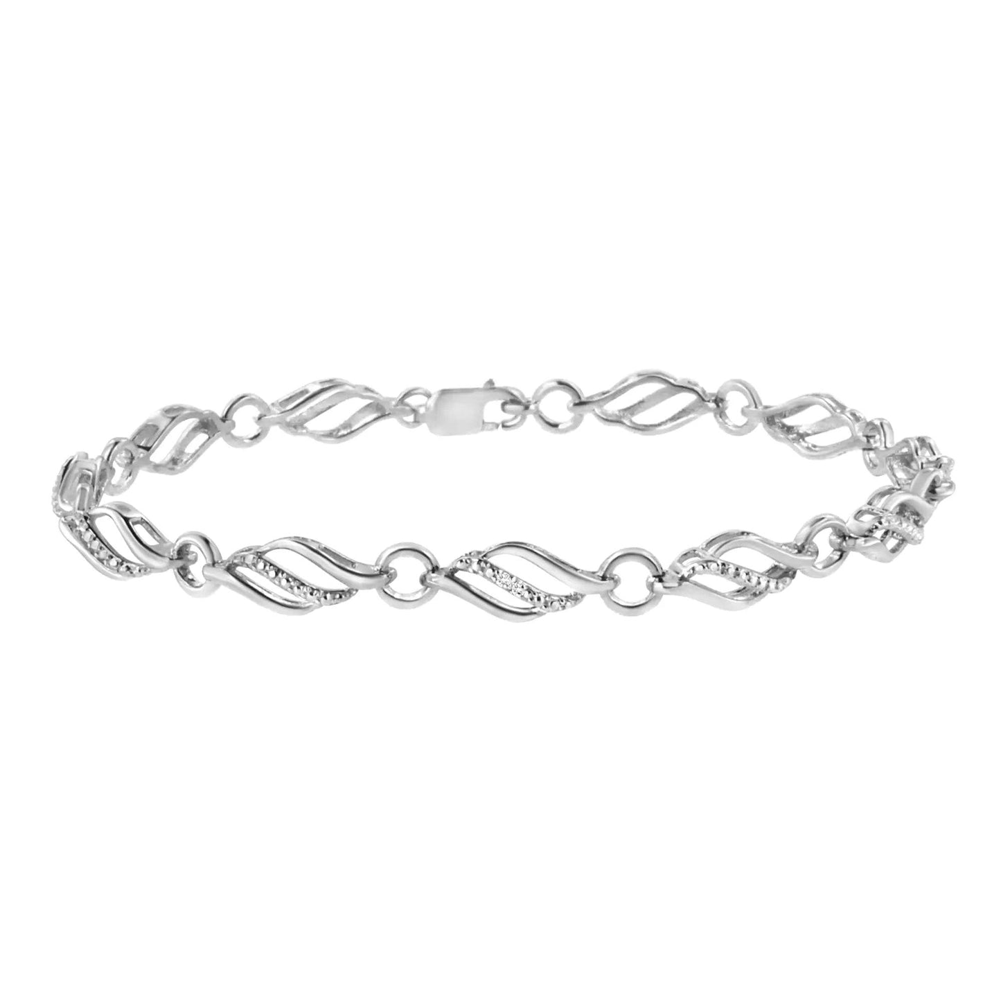 .925 Sterling Silver Diamond Accent Triple Weave Link Bracelet (I-J Color, I3 Clarity) - 7.25 Inch - EveryRetailNeed.Com