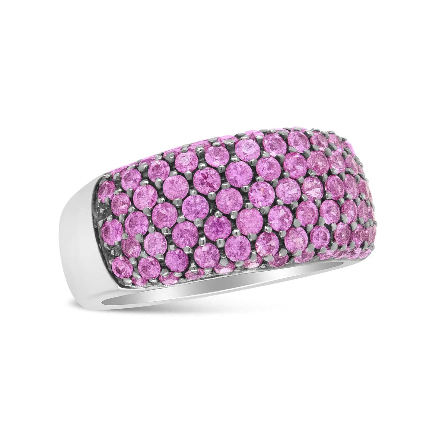 18K White Gold and Black Rhodium Multi Row Pink Sapphire Classic Band Ring - EveryRetailNeed.Com