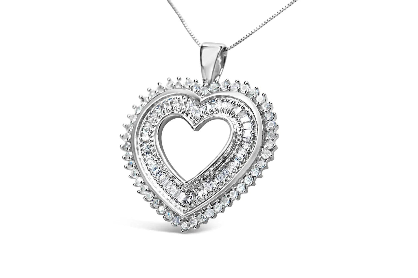 Sterling Silver Diamond Heart Necklace - EveryRetailNeed.Com