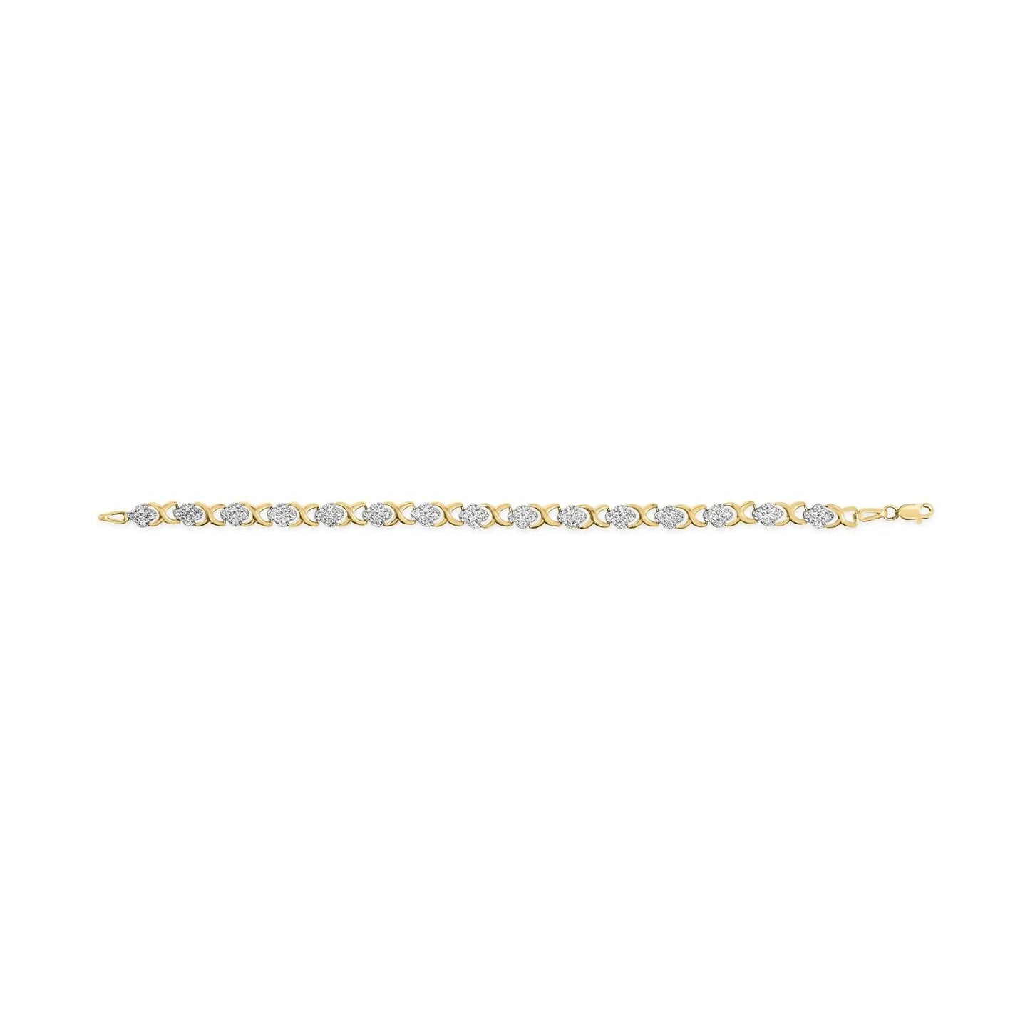 10K Yellow Gold Diamond Floral Cluster Bracelet - EveryRetailNeed.Com