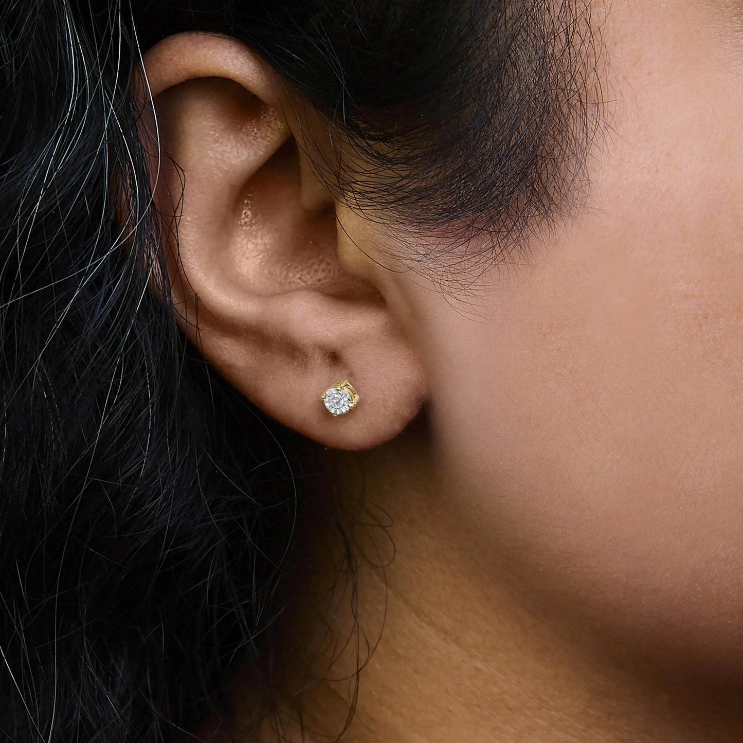 .925 Sterling Silver 1/10 Cttw Round Brilliant-Cut Lab Grown Diamond Miracle-Set Stud Earrings (F-G Color, VS1-VS2 Clarity) - EveryRetailNeed.Com