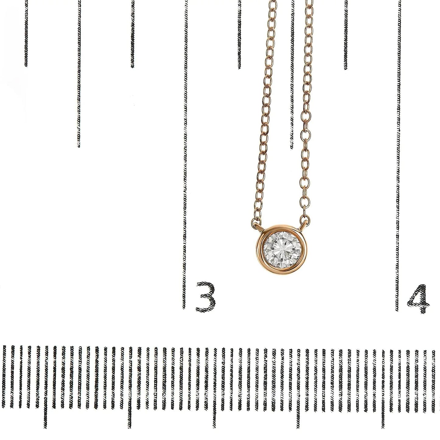 10K White Gold Bezel Diamond Solitaire Pendant Necklace - EveryRetailNeed.Com