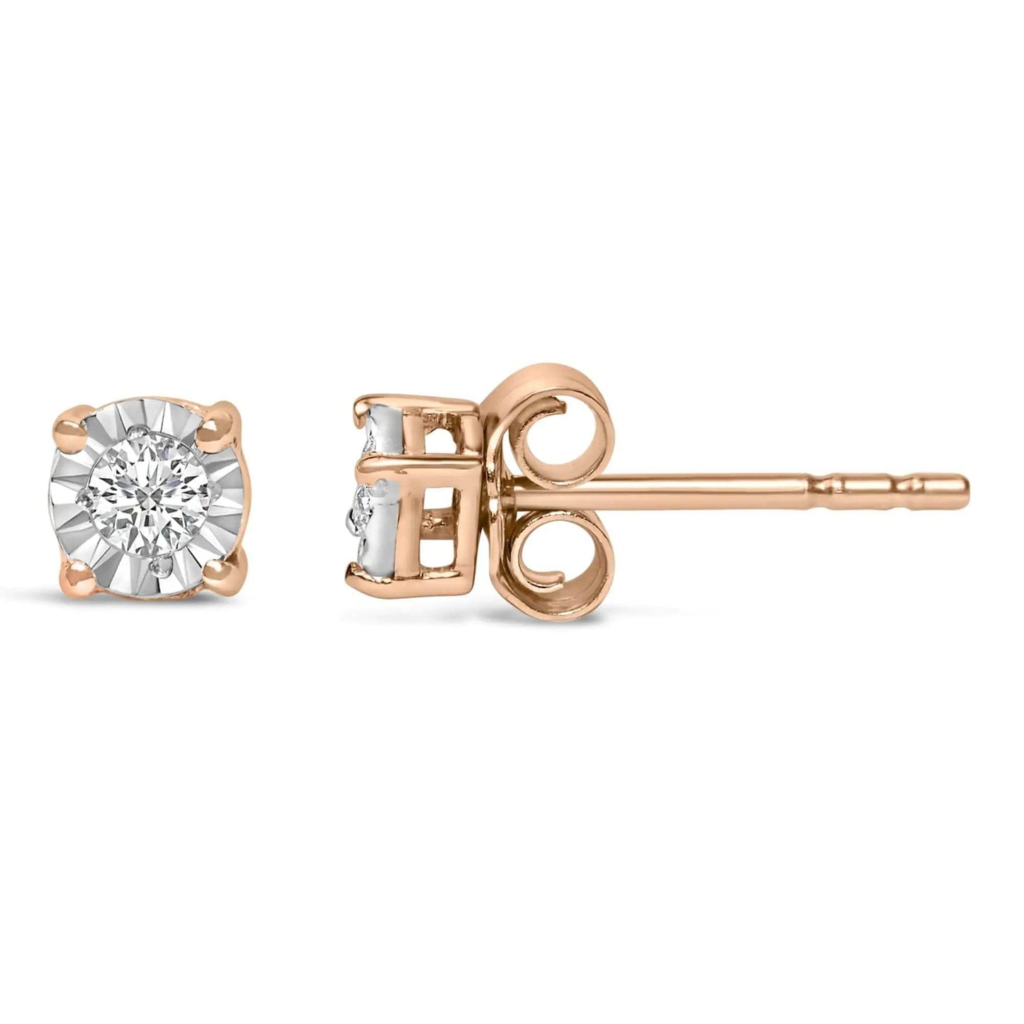 .925 Sterling Silver 1/10 Cttw Round Brilliant-Cut Lab Grown Diamond Miracle-Set Stud Earrings (F-G Color, VS1-VS2 Clarity) - EveryRetailNeed.Com