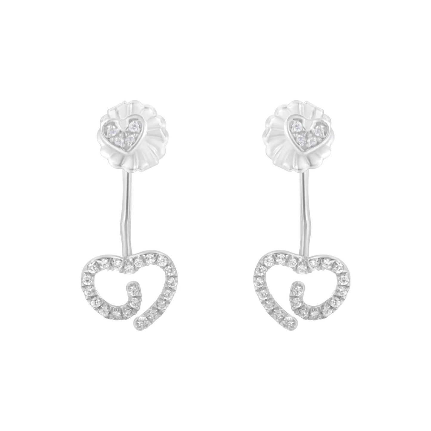 Sterling Silver Diamond Swirl Heart Earrings - EveryRetailNeed.Com