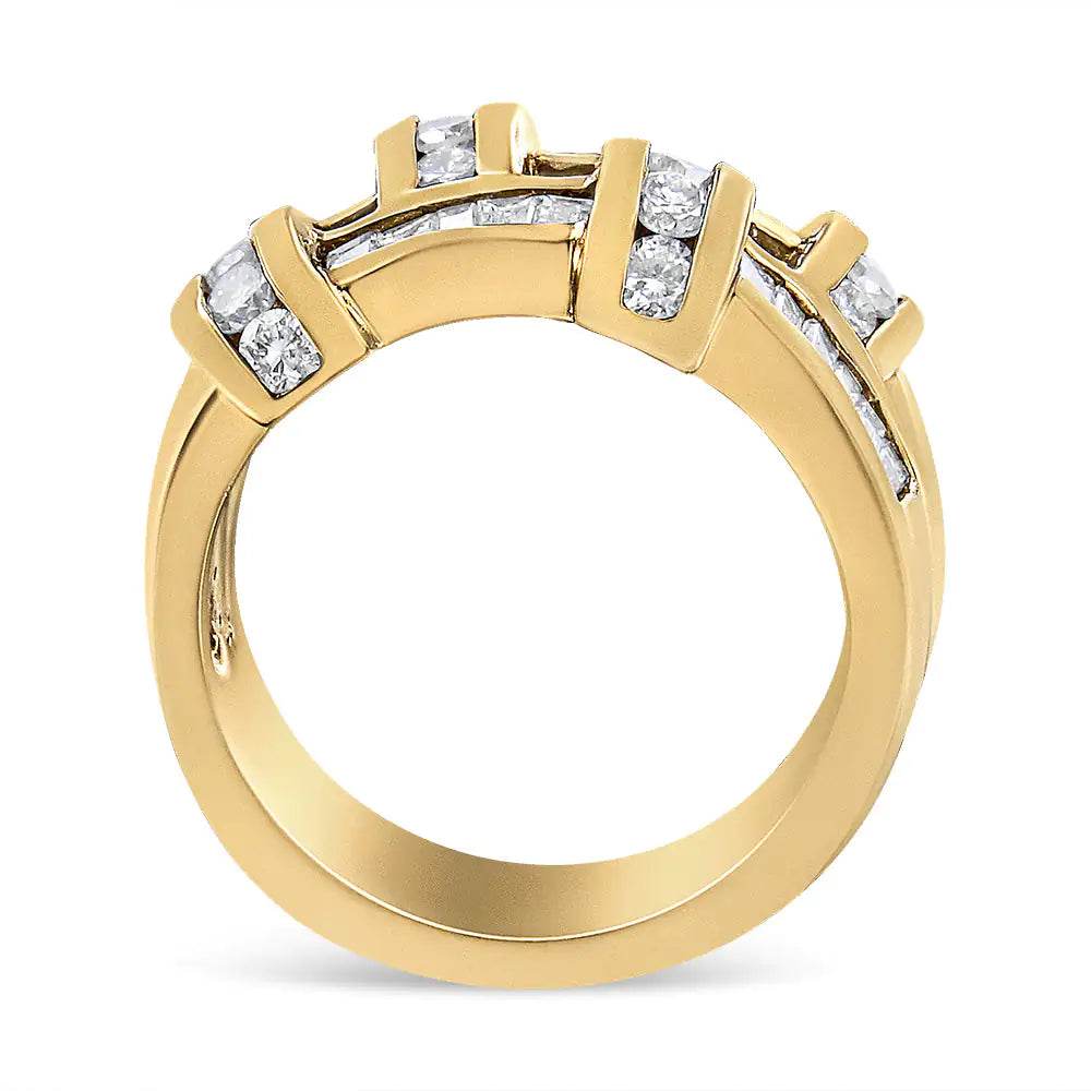 14K Gold Round & Baguette Diamond Lattice Ring (H-I, VS2-SI1) - Size 6 - EveryRetailNeed.Com