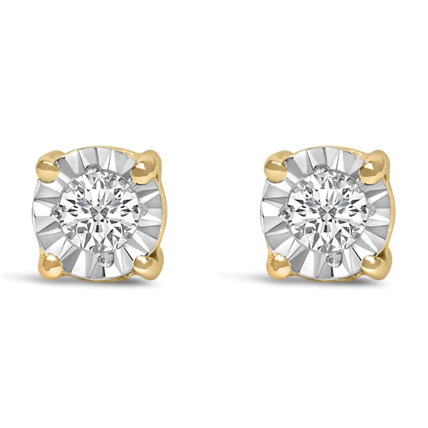 .925 Sterling Silver 1/10 Cttw Round Brilliant-Cut Lab Grown Diamond Miracle-Set Stud Earrings (F-G Color, VS1-VS2 Clarity) - EveryRetailNeed.Com
