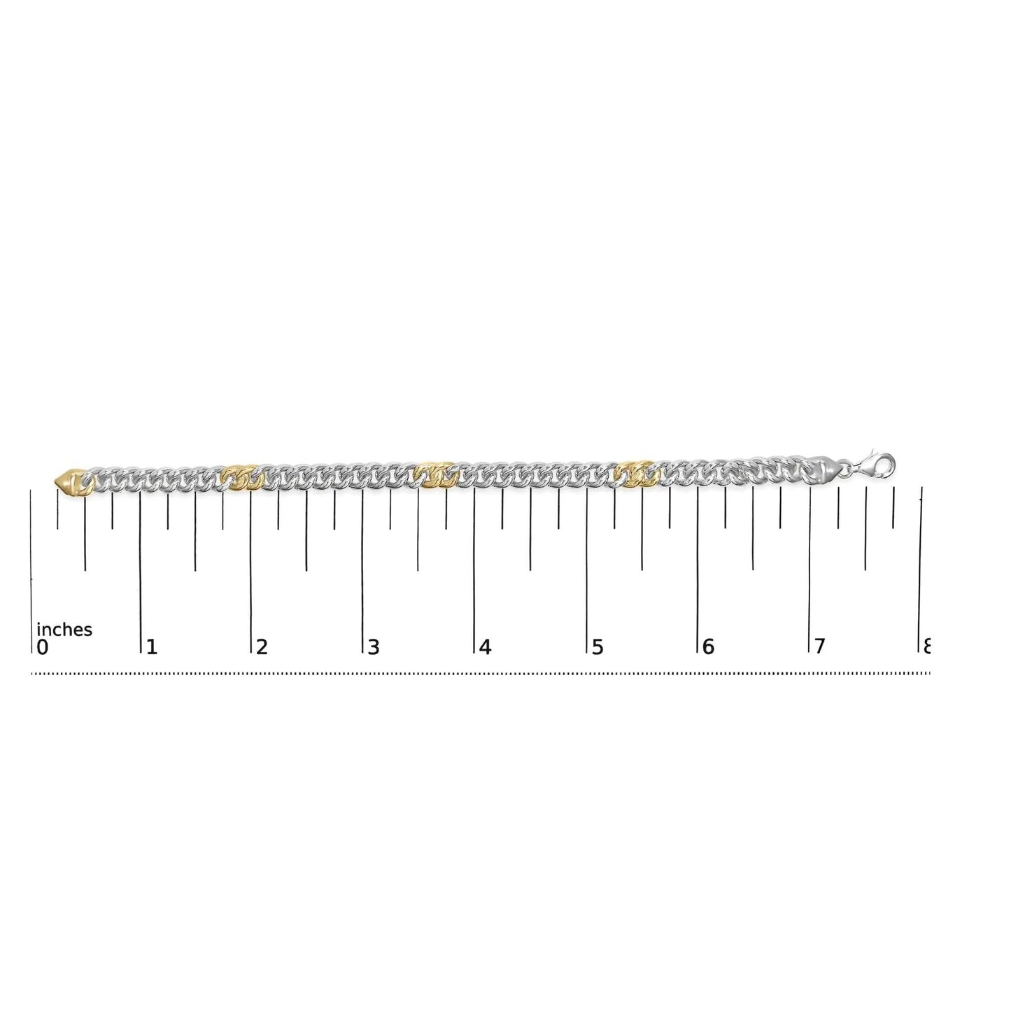 10K Yellow Gold Plated .925 Sterling Silver 1/5 Cttw Diamond Curb Chain Bracelet (J-K Color, I2-I3 Clarity) - 7.5 Inches - EveryRetailNeed.Com