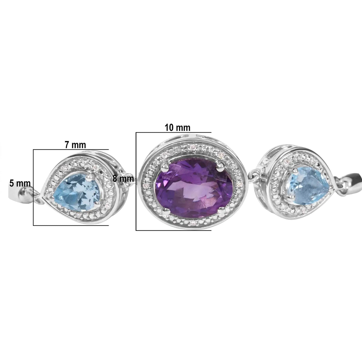 Sterling Silver Oval Amethyst & Blue Topaz Lariat Bolo Bracelet - EveryRetailNeed.Com