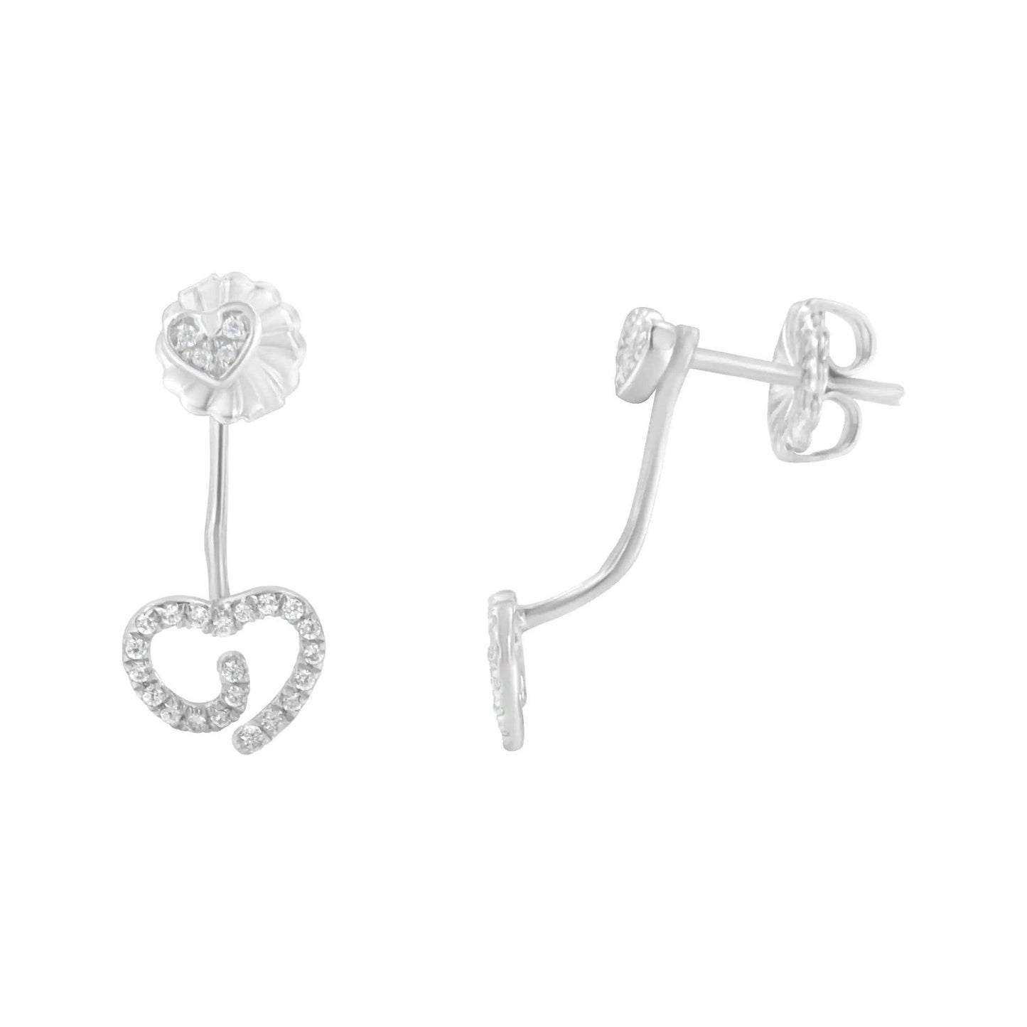 Sterling Silver Diamond Swirl Heart Earrings - EveryRetailNeed.Com