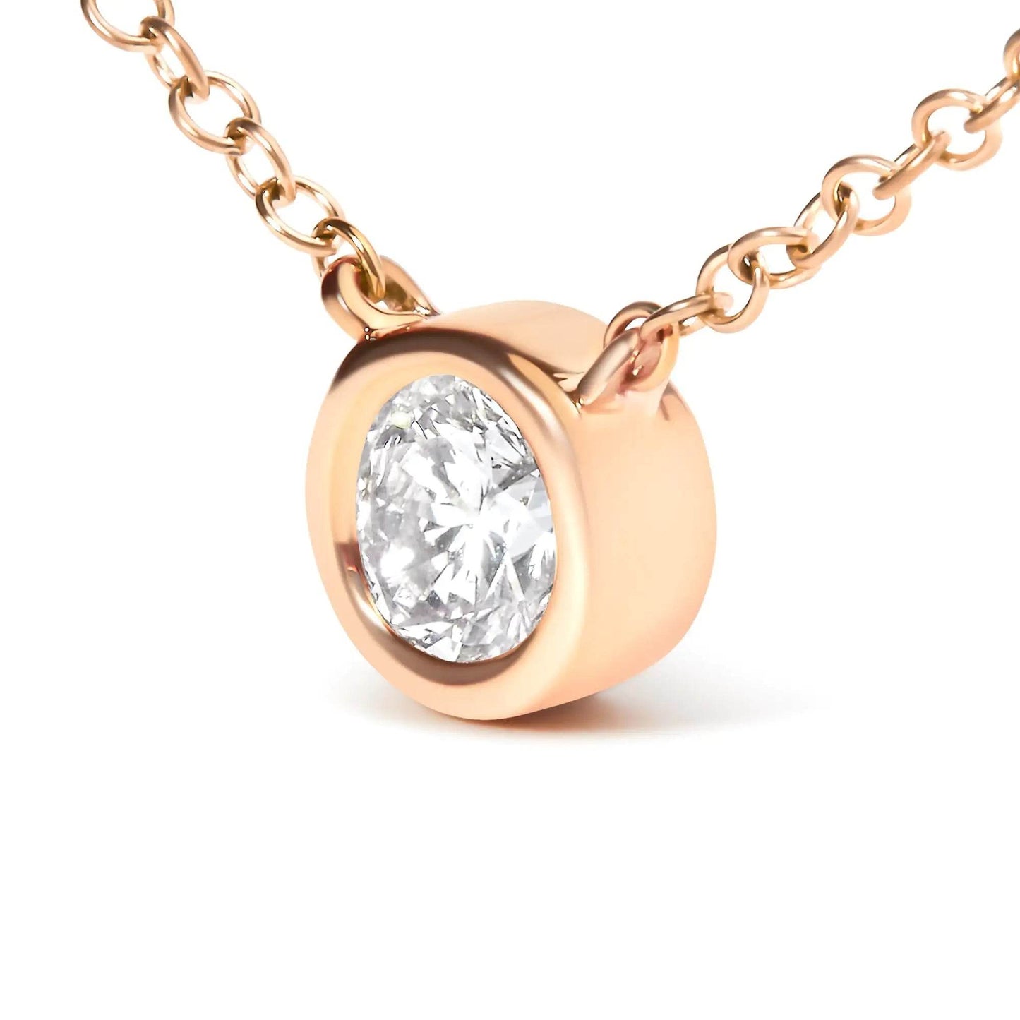 10K White Gold Bezel Diamond Solitaire Pendant Necklace - EveryRetailNeed.Com