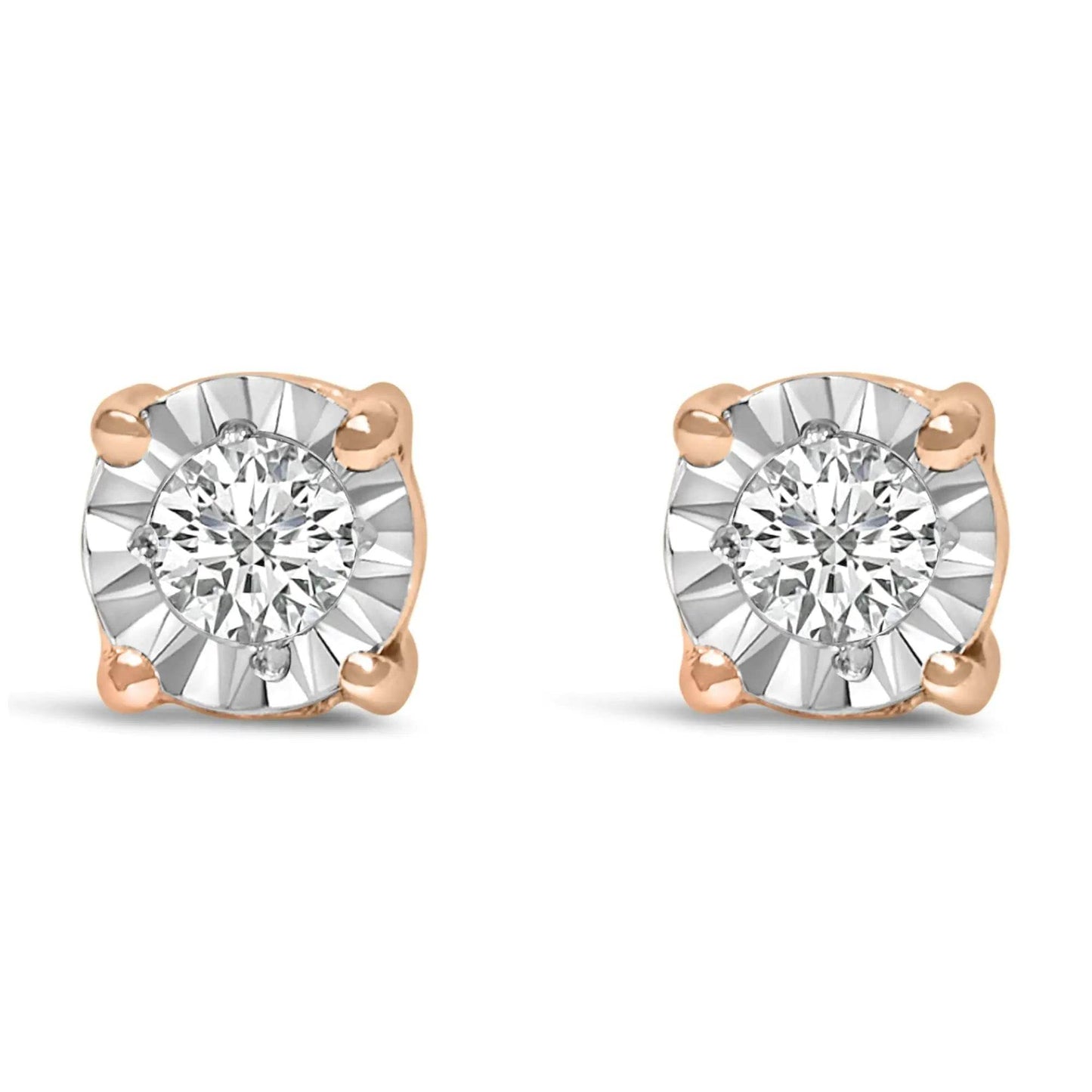 .925 Sterling Silver 1/10 Cttw Round Brilliant-Cut Lab Grown Diamond Miracle-Set Stud Earrings (F-G Color, VS1-VS2 Clarity) - EveryRetailNeed.Com
