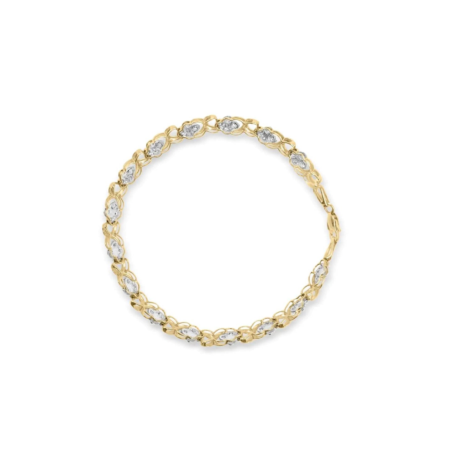 10K Yellow Gold Diamond Floral Cluster Bracelet - EveryRetailNeed.Com