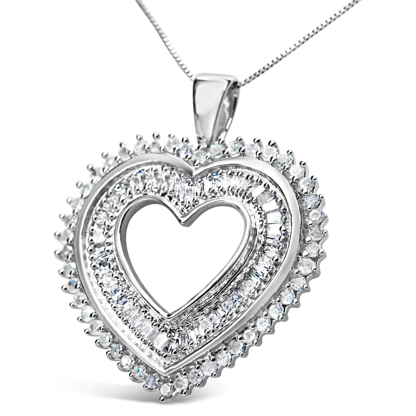 Sterling Silver Diamond Heart Necklace - EveryRetailNeed.Com