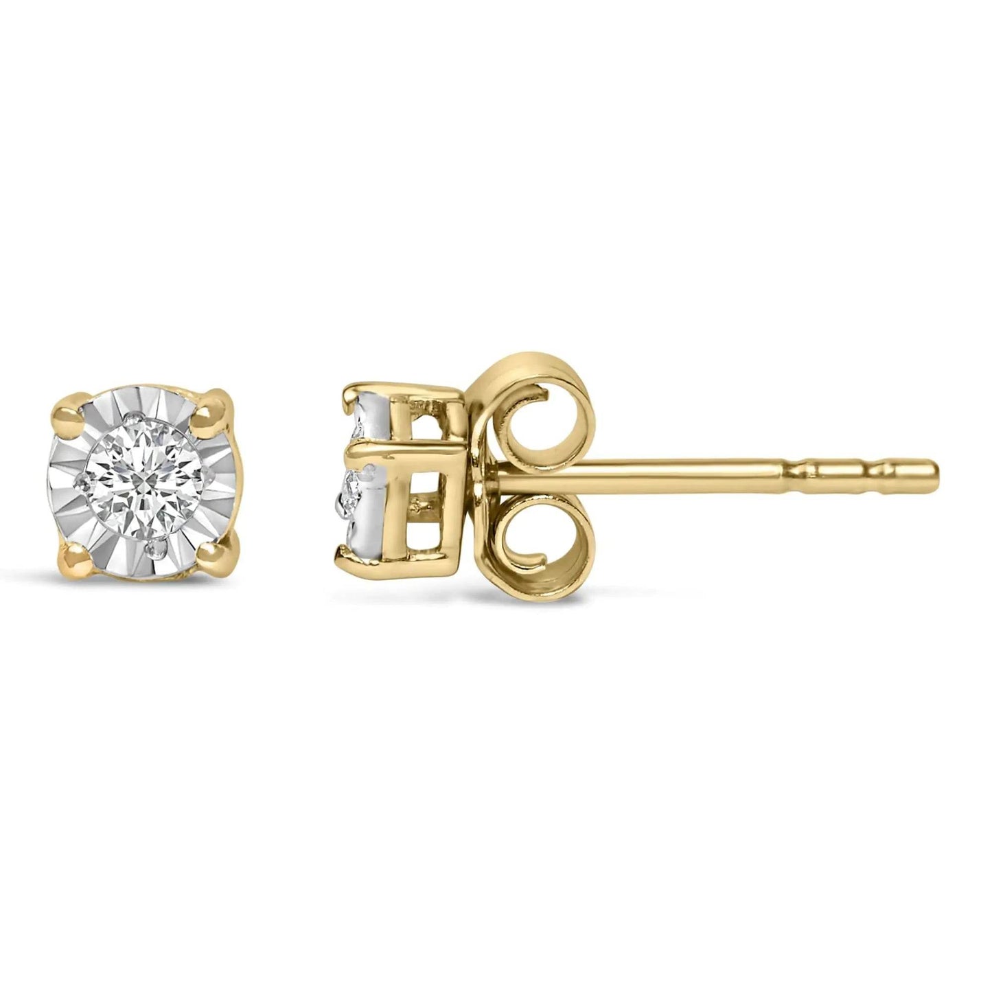 .925 Sterling Silver 1/10 Cttw Round Brilliant-Cut Lab Grown Diamond Miracle-Set Stud Earrings (F-G Color, VS1-VS2 Clarity) - EveryRetailNeed.Com