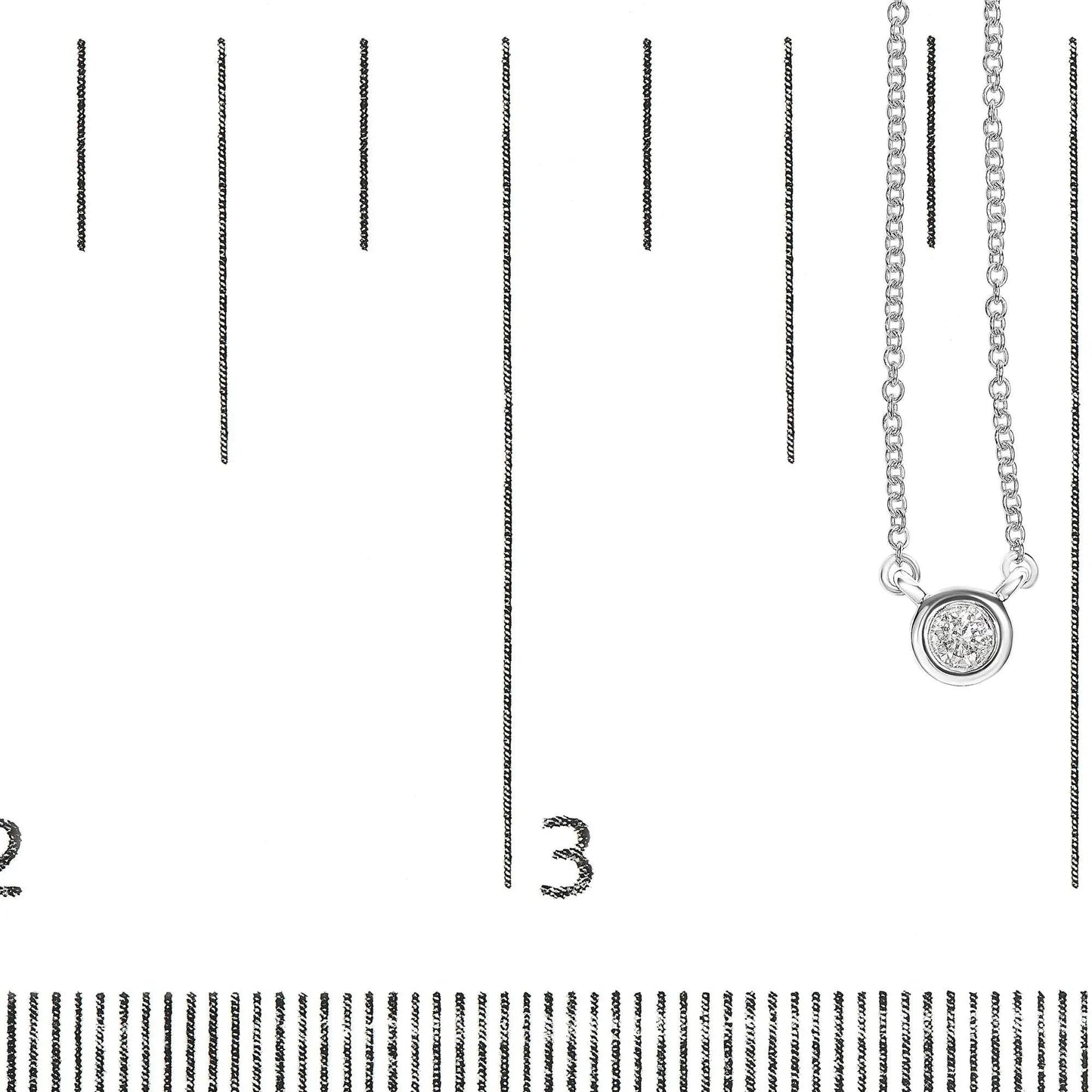 10K White Gold Bezel Diamond Solitaire Pendant Necklace - EveryRetailNeed.Com