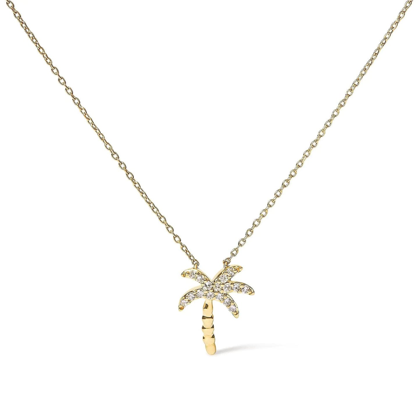 Gold Diamond Palm Tree Pendant Necklace - EveryRetailNeed.Com