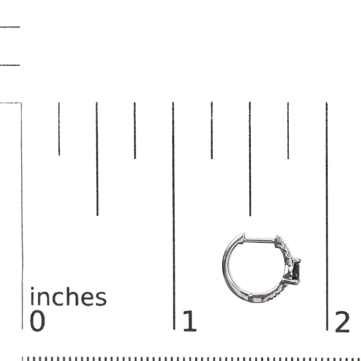 10K White Gold Blue Sapphire Diamond Hoop Earrings - EveryRetailNeed.Com