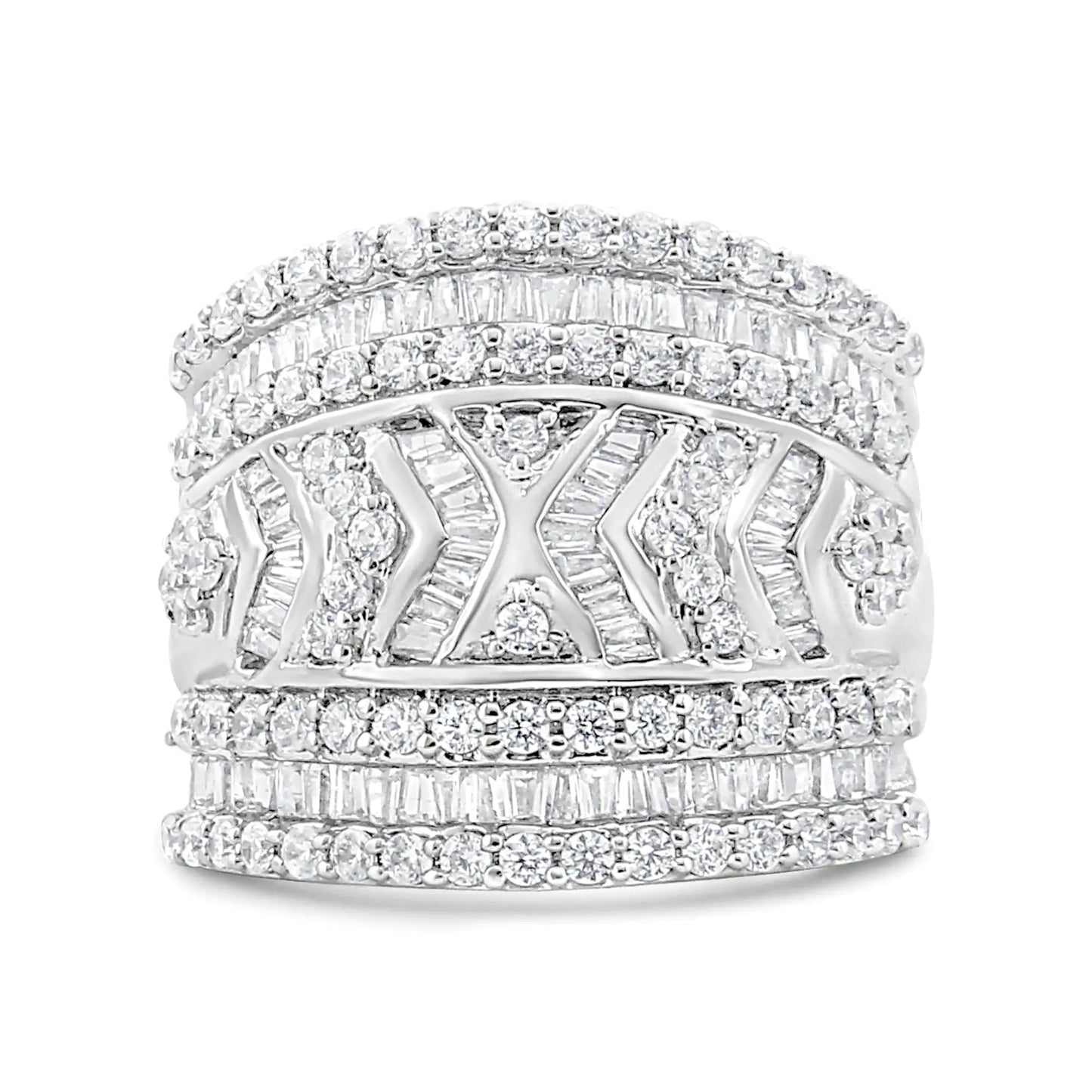 Sterling Silver 2.0ct Diamond Multi-Row Band