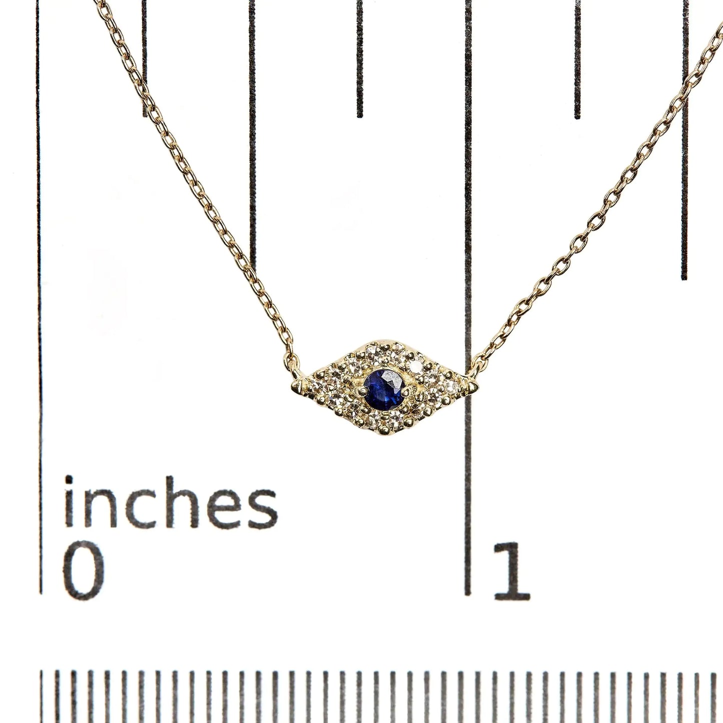 10K Gold Blue Sapphire Diamond Evil Eye Necklace