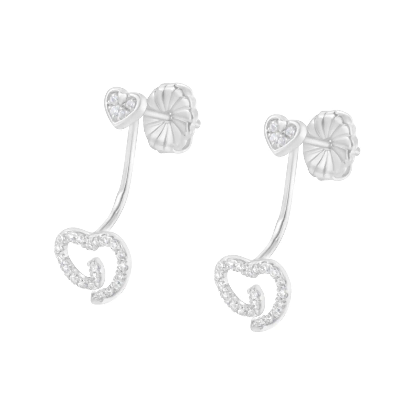 Sterling Silver Diamond Swirl Heart Earrings