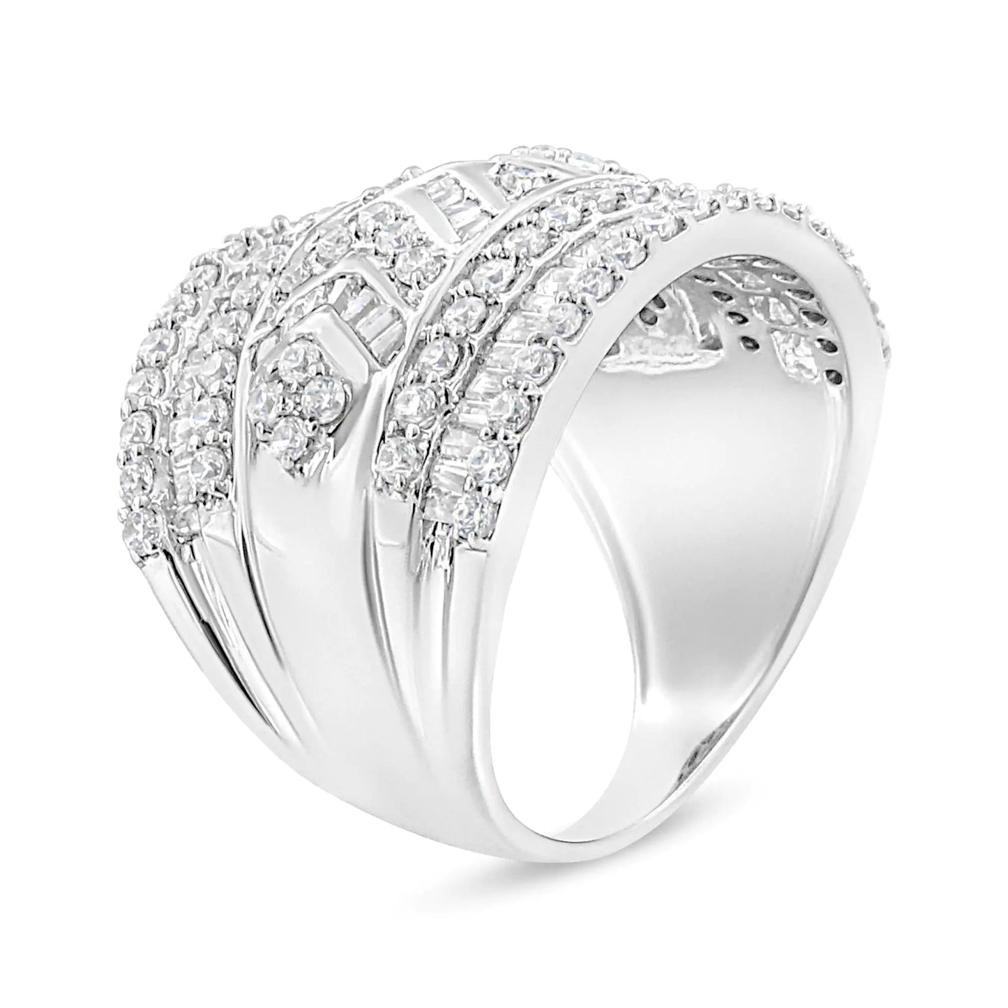 Sterling Silver 2.0ct Diamond Multi-Row Band