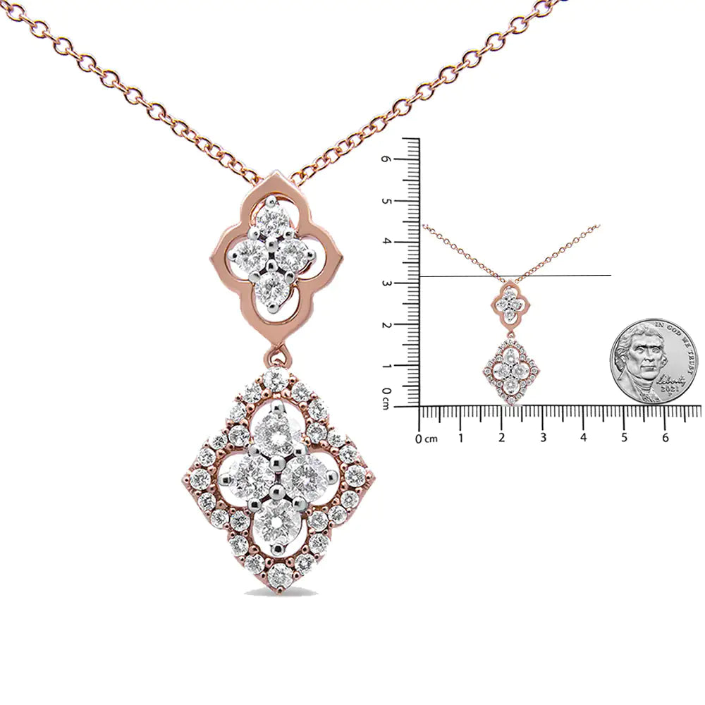 14K Rose Gold Double Quatrefoil Diamond Necklace