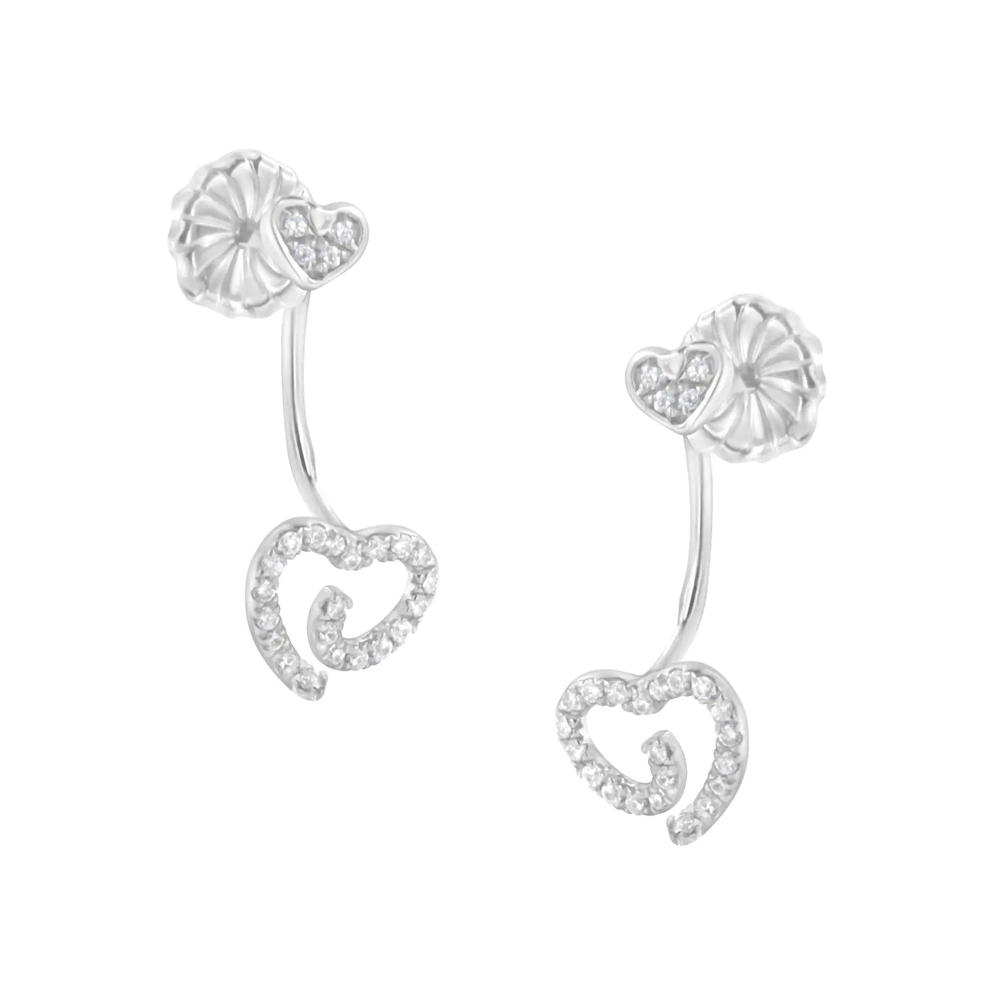 Sterling Silver Diamond Swirl Heart Earrings