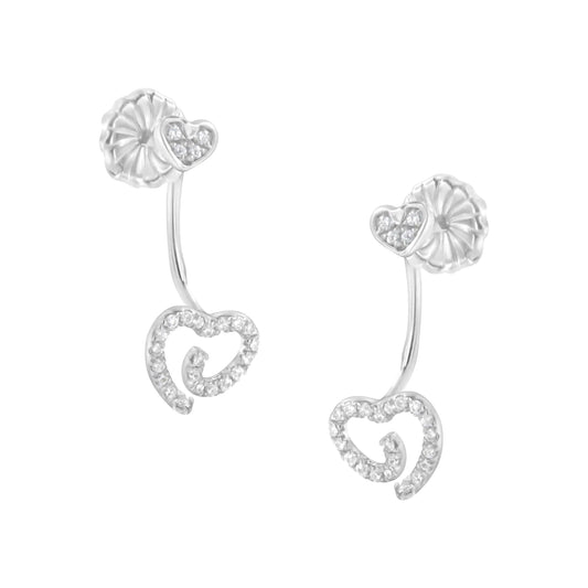 Sterling Silver Diamond Swirl Heart Earrings