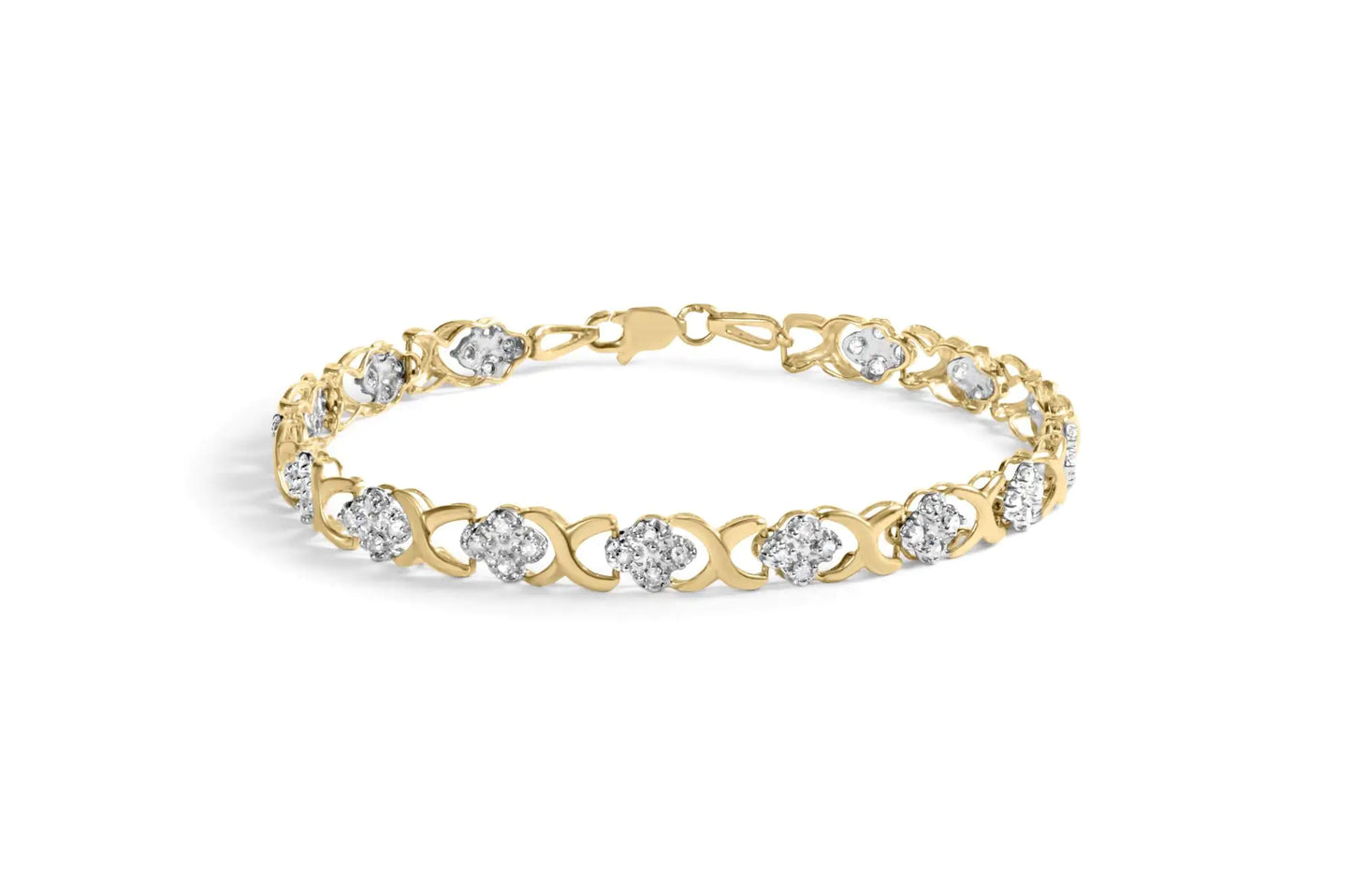 10K Yellow Gold Diamond Floral Cluster Bracelet