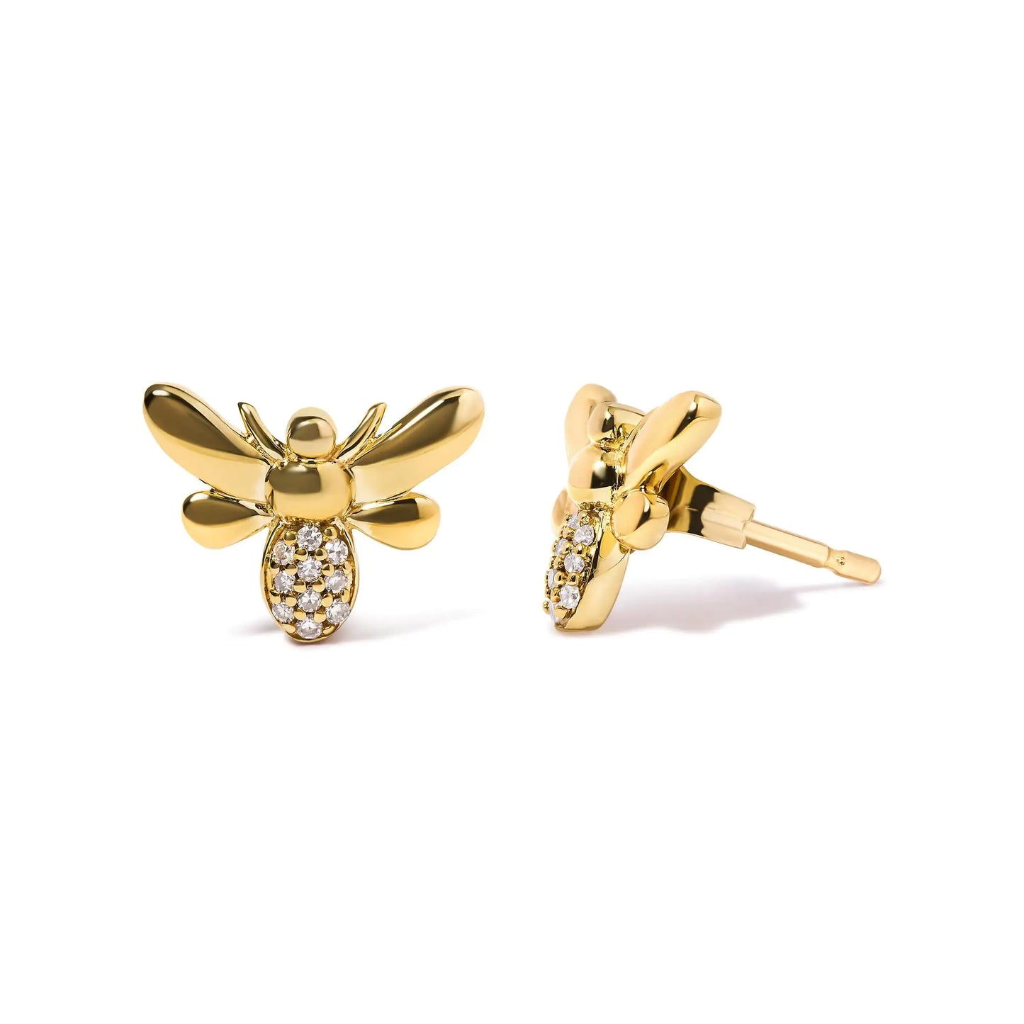 Gold Bumble Bee Diamond Studs