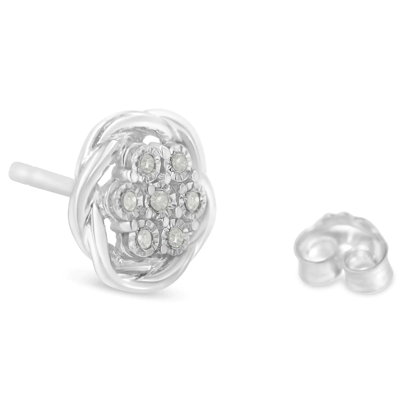 Sterling Silver Diamond Swirl Cluster Stud Earrings (1/6 cttw, I-J Color, I2-I3 Clarity)