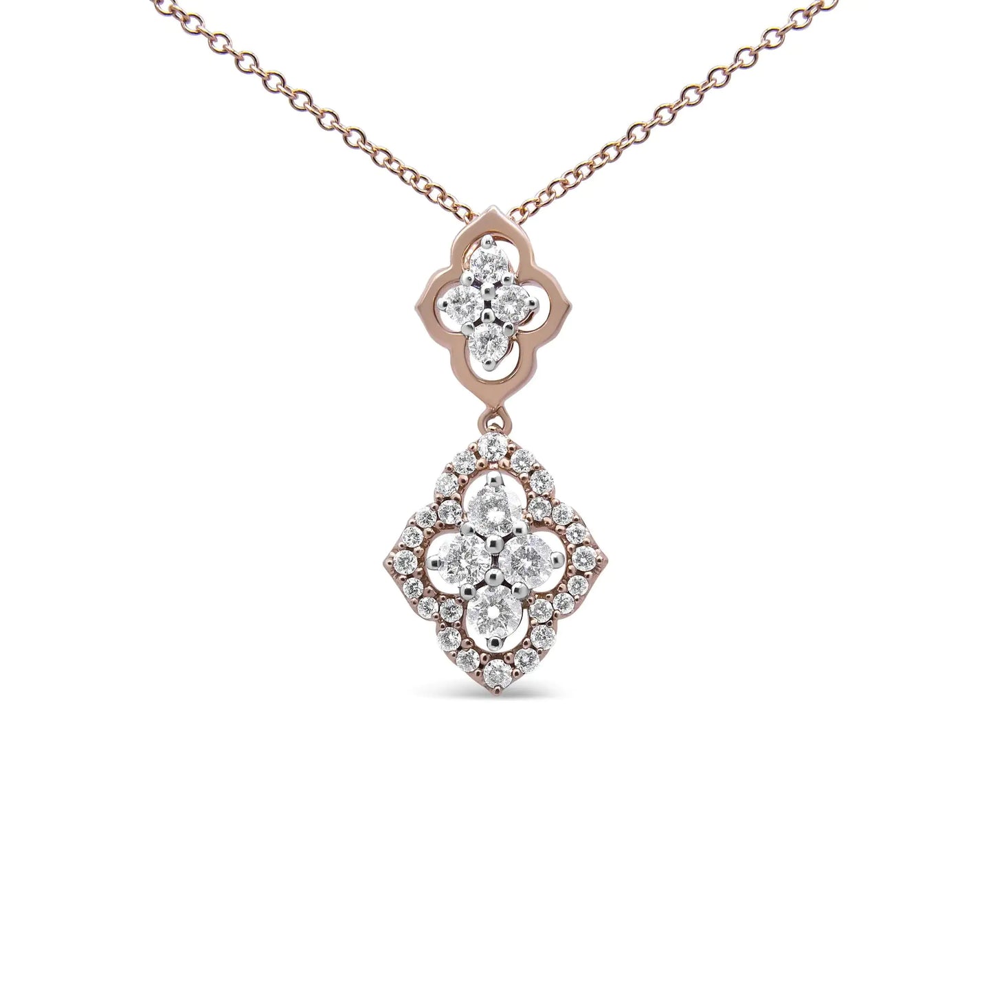 14K Rose Gold Double Quatrefoil Diamond Necklace