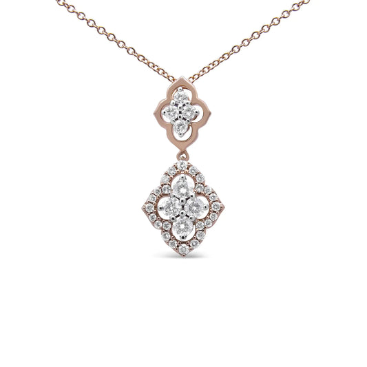 14K Rose Gold Double Quatrefoil Diamond Necklace