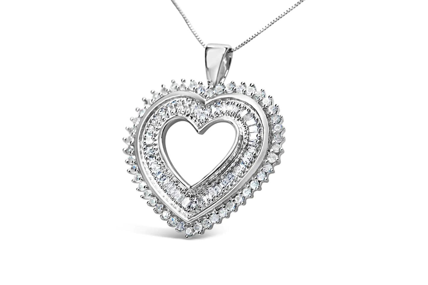 Sterling Silver Diamond Heart Necklace