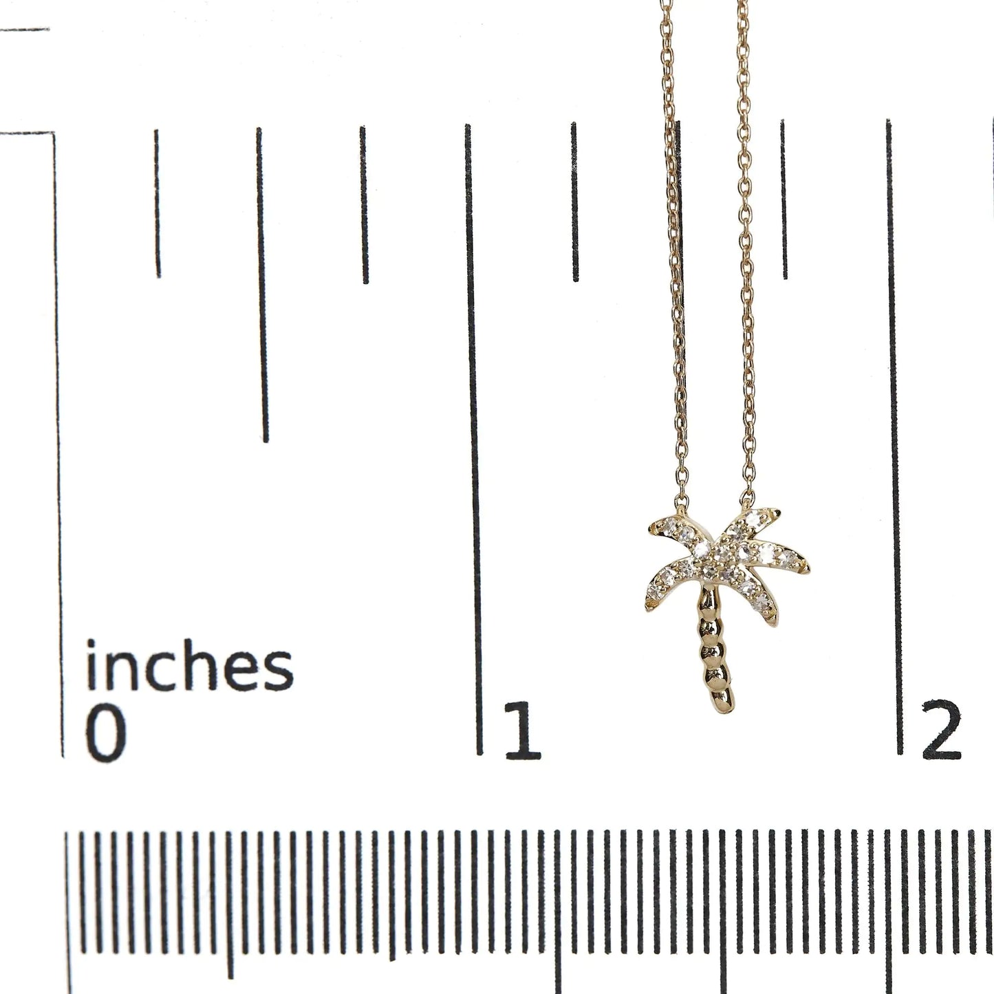 Gold Diamond Palm Tree Pendant Necklace