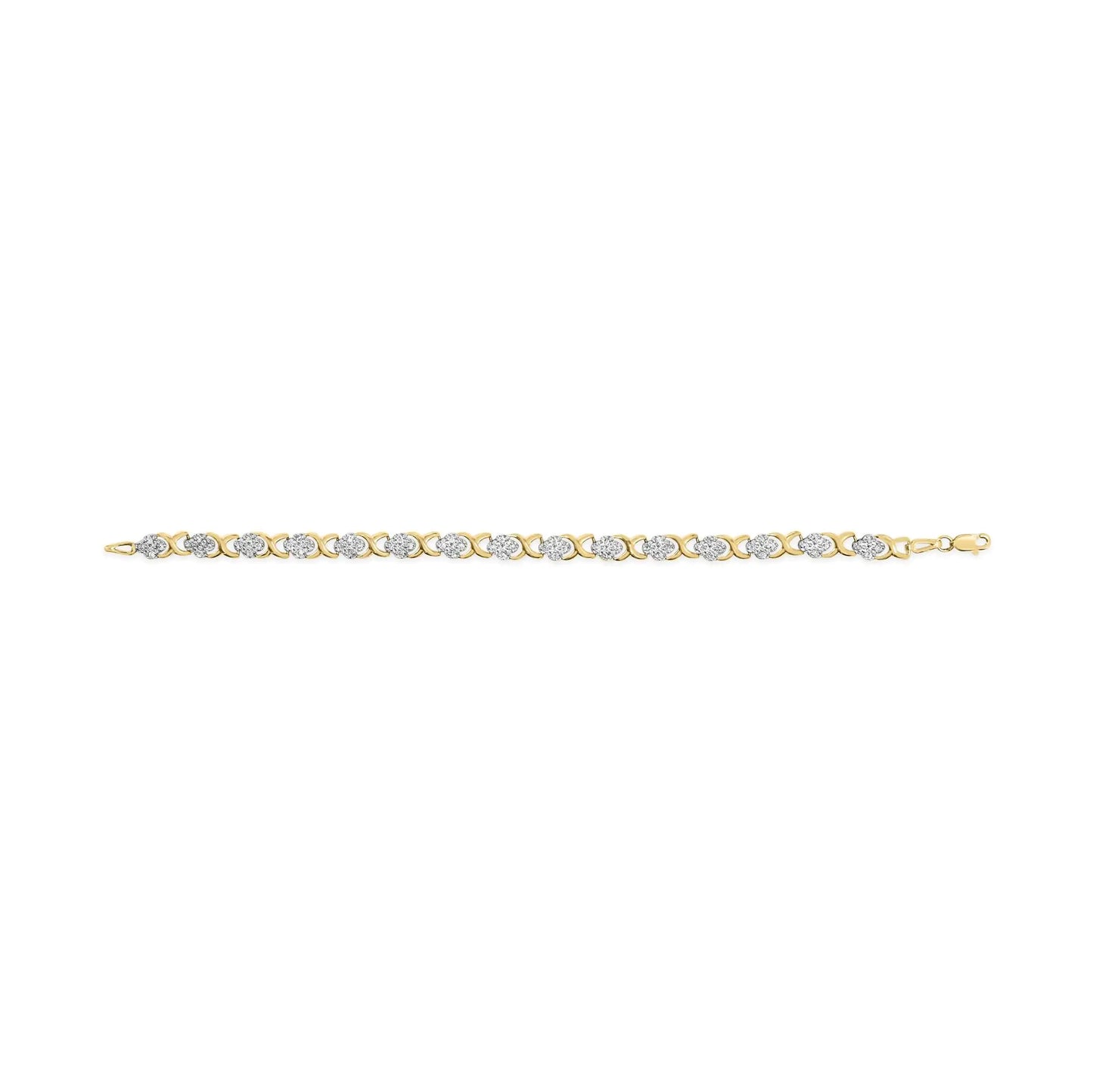 10K Yellow Gold Diamond Floral Cluster Bracelet