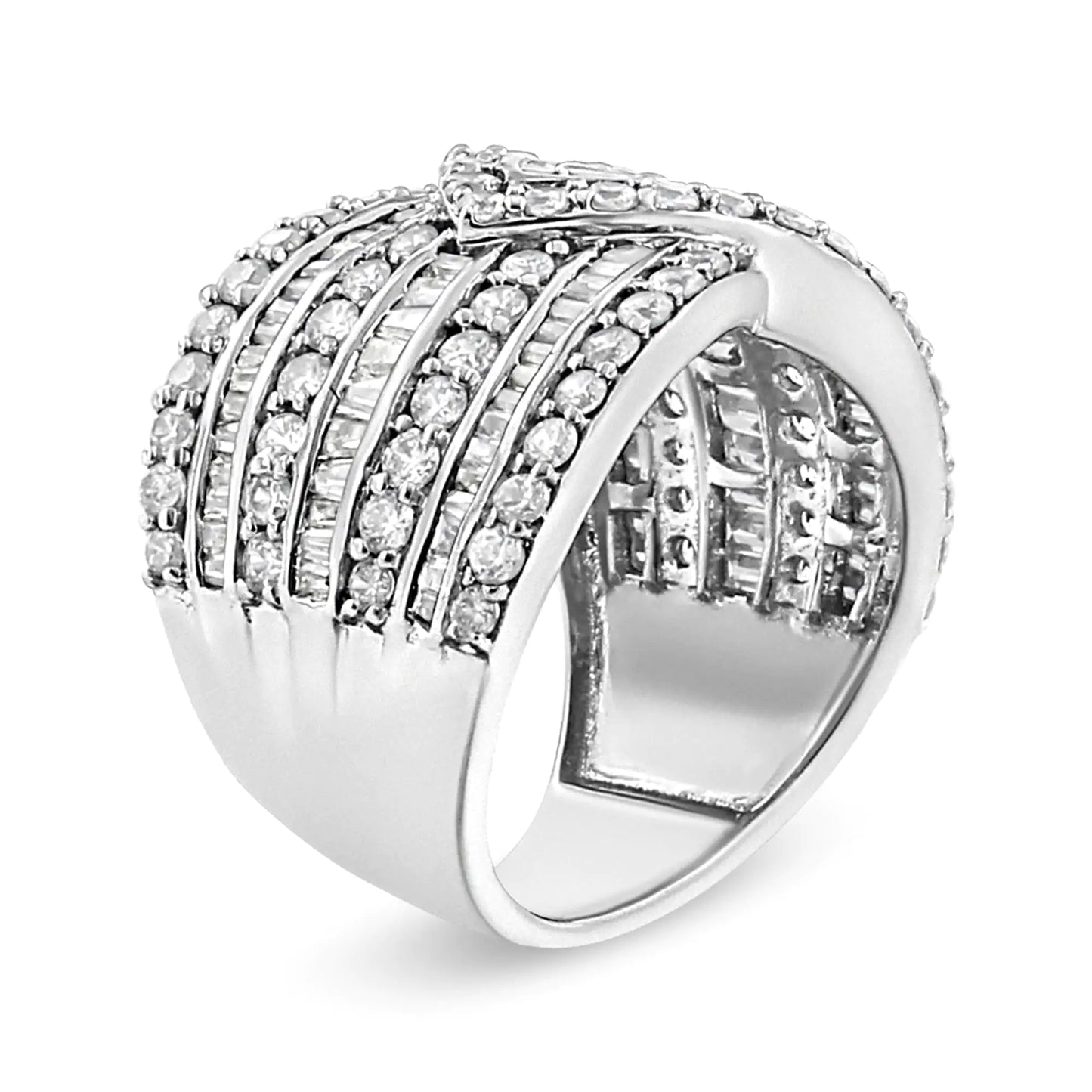 .925 Sterling Silver Diamond Overlay Band Ring