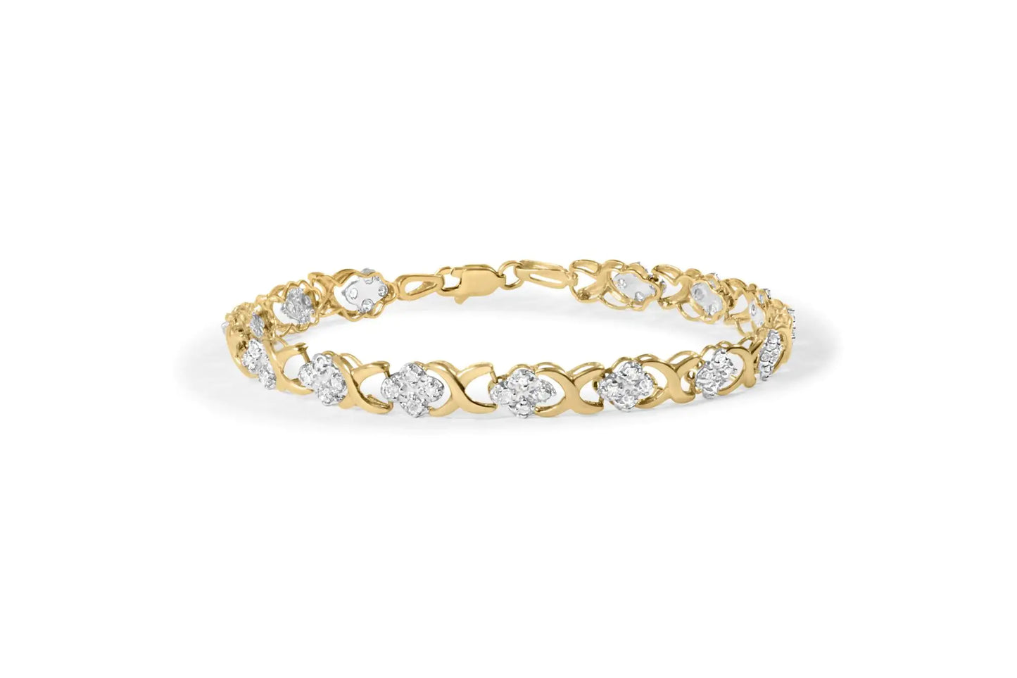 10K Yellow Gold Diamond Floral Cluster Bracelet