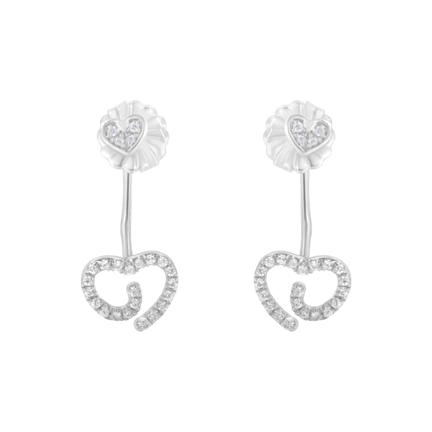 Sterling Silver Diamond Swirl Heart Earrings