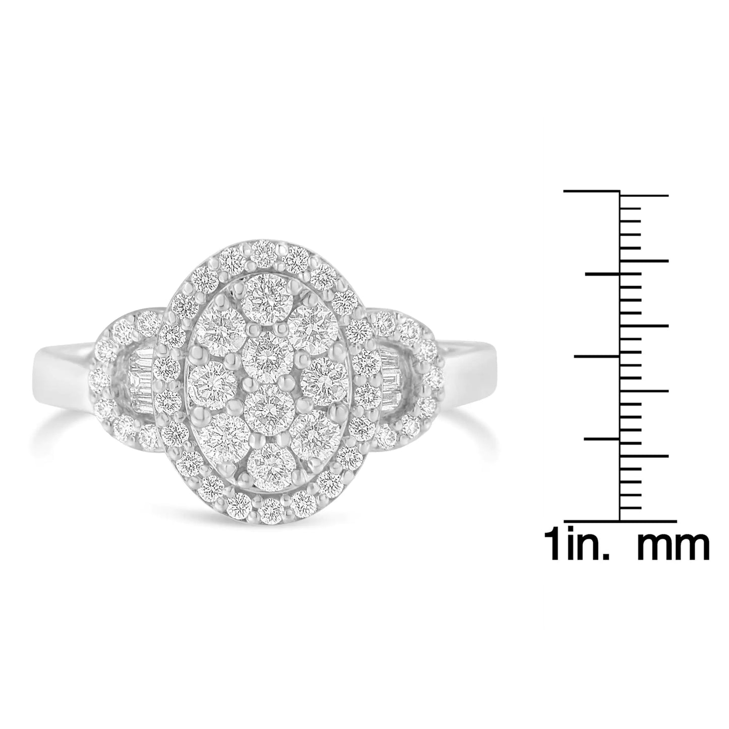 10K White Gold Diamond Oval Halo Art Deco Cocktail Ring