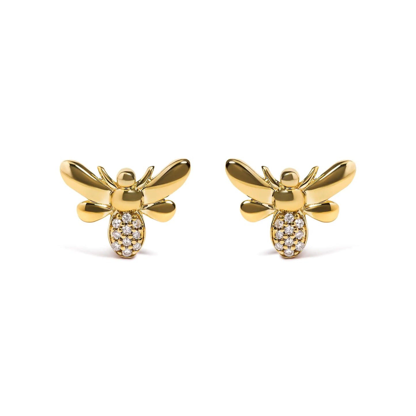 Gold Bumble Bee Diamond Studs